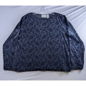 Liz Claiborne Liz & Co. Womens XL Navy Blue Paisley Print Top